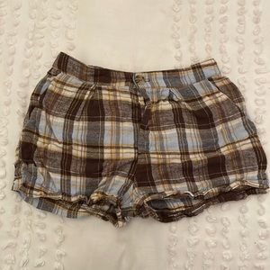 Pleated Plaid cotton Girls Shorts